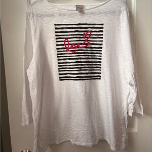 Chico's White and Black Striped Top